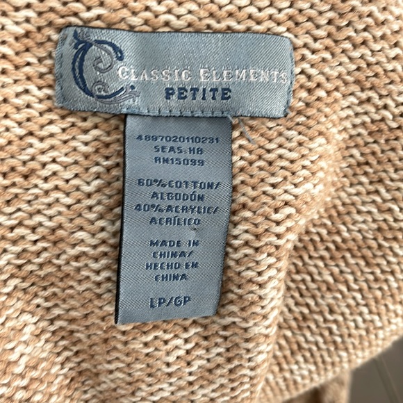 Classic Elements Petite large hooded button up sweater. Tan variegated - Picture 4 of 4